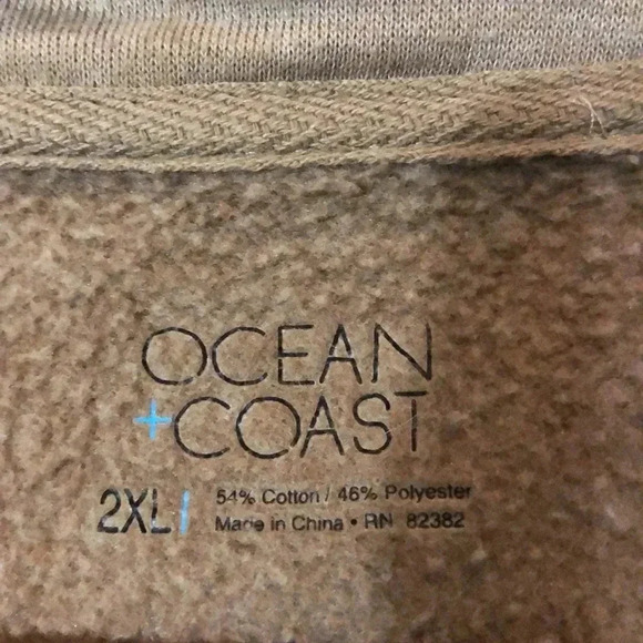 Ocean Coast Camel Cotton Blend  Quarter Zip Pullover Men’s Size 2XL - Picture 4 of 10